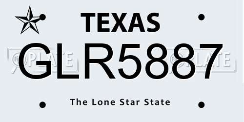 GLR5887 Texas License Plate