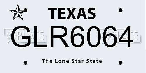 GLR6064 Texas License Plate
