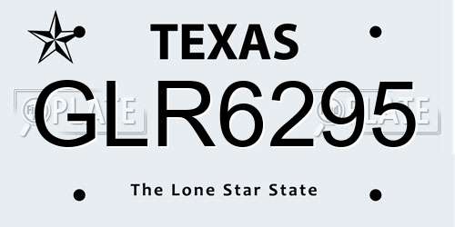 GLR6295 Texas License Plate