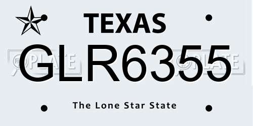 GLR6355 Texas License Plate