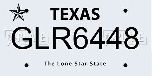 GLR6448 Texas License Plate