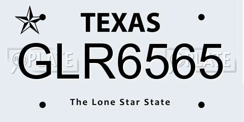 GLR6565 Texas License Plate