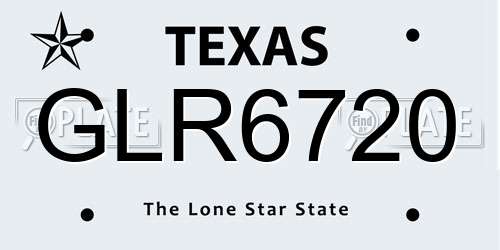 GLR6720 Texas License Plate