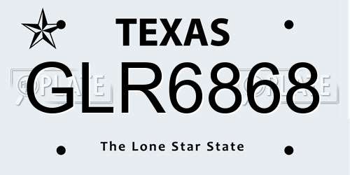 GLR6868 Texas License Plate