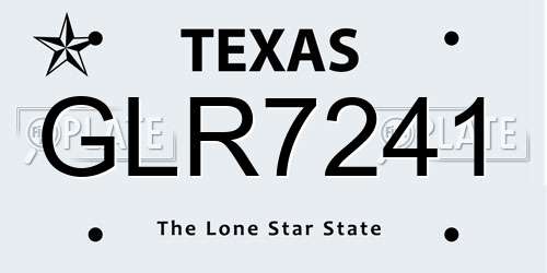 GLR7241 Texas License Plate