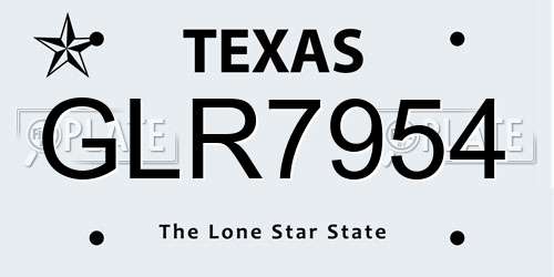 GLR7954 Texas License Plate
