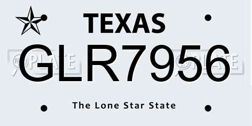 GLR7956 Texas License Plate
