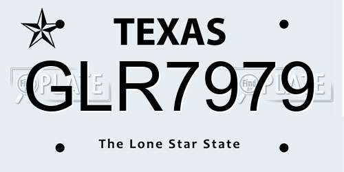GLR7979 Texas License Plate