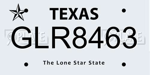 GLR8463 Texas License Plate