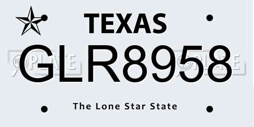 GLR8958 Texas License Plate