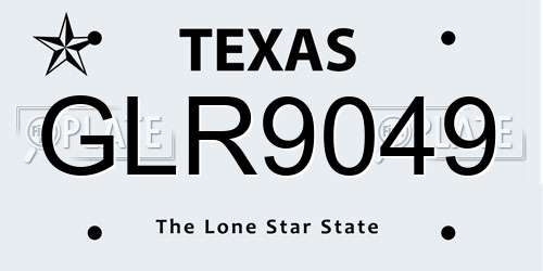 GLR9049 Texas License Plate