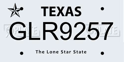 GLR9257 Texas License Plate