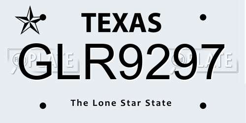 GLR9297 Texas License Plate