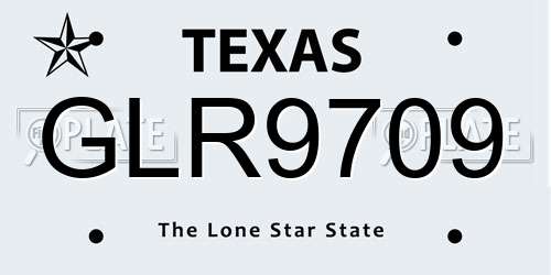 GLR9709 Texas License Plate