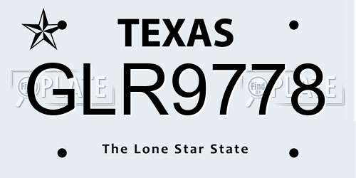 GLR9778 Texas License Plate
