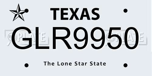 GLR9950 Texas License Plate