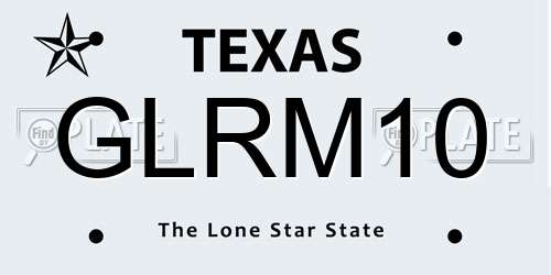 GLRM10 Texas License Plate
