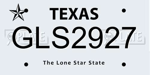 GLS2927 Texas License Plate