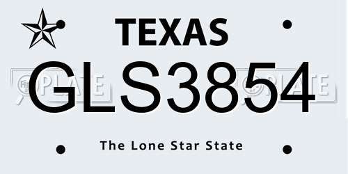 GLS3854 Texas License Plate