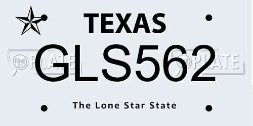 GLS562 Texas License Plate