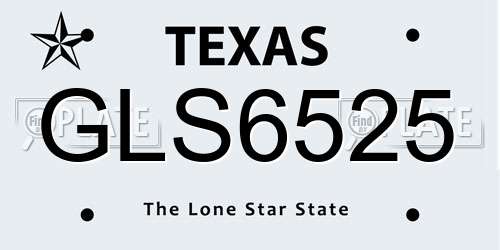 GLS6525 Texas License Plate