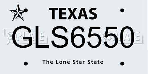 GLS6550 Texas License Plate