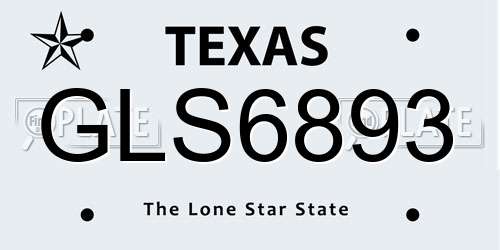 GLS6893 Texas License Plate