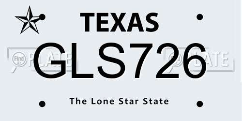 GLS726 Texas License Plate