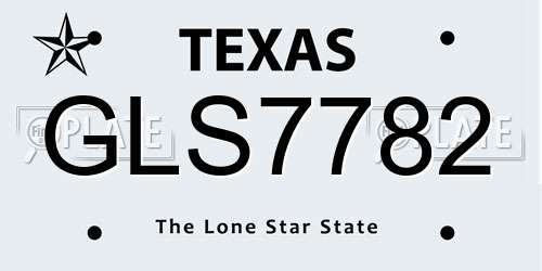 GLS7782 Texas License Plate