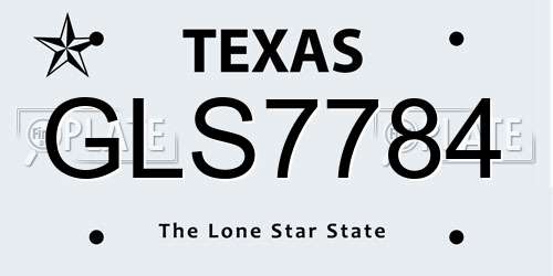 GLS7784 Texas License Plate