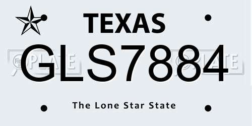 GLS7884 Texas License Plate