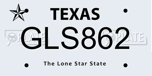 GLS862 Texas License Plate