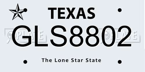 GLS8802 Texas License Plate