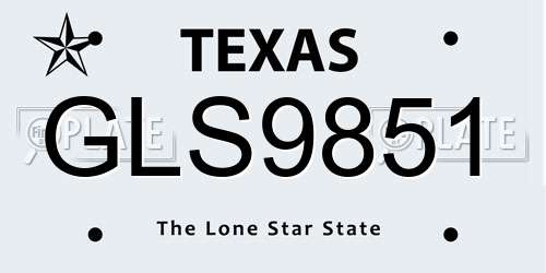 GLS9851 Texas License Plate