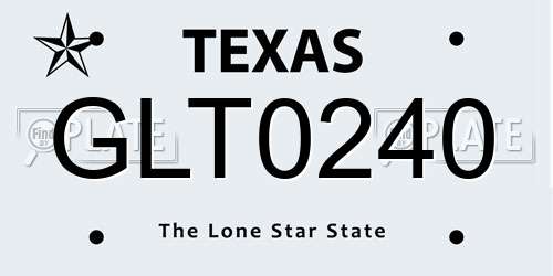 GLT0240 Texas License Plate