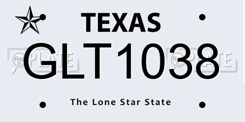 GLT1038 Texas License Plate