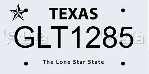 GLT1285 Texas License Plate