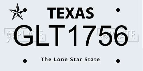 GLT1756 Texas License Plate