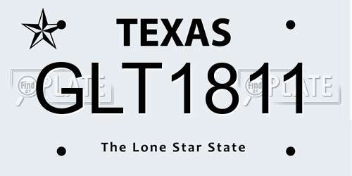 GLT1811 Texas License Plate