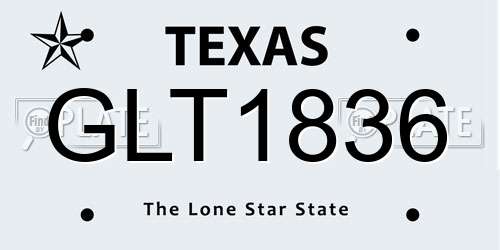 GLT1836 Texas License Plate