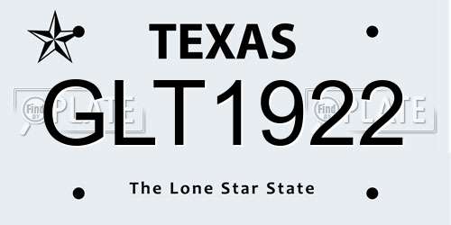 GLT1922 Texas License Plate