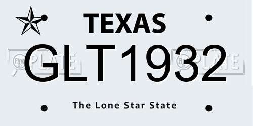 GLT1932 Texas License Plate