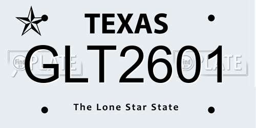 GLT2601 Texas License Plate
