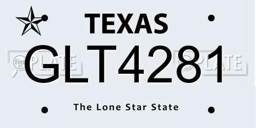 GLT4281 Texas License Plate