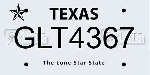 GLT4367 Texas License Plate