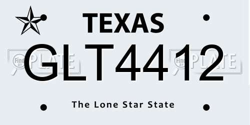 GLT4412 Texas License Plate