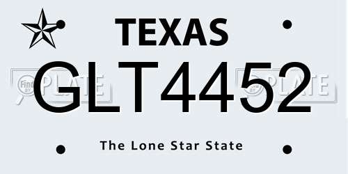 GLT4452 Texas License Plate