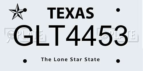 GLT4453 Texas License Plate