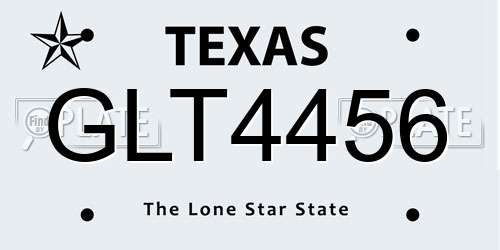 GLT4456 Texas License Plate