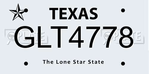 GLT4778 Texas License Plate